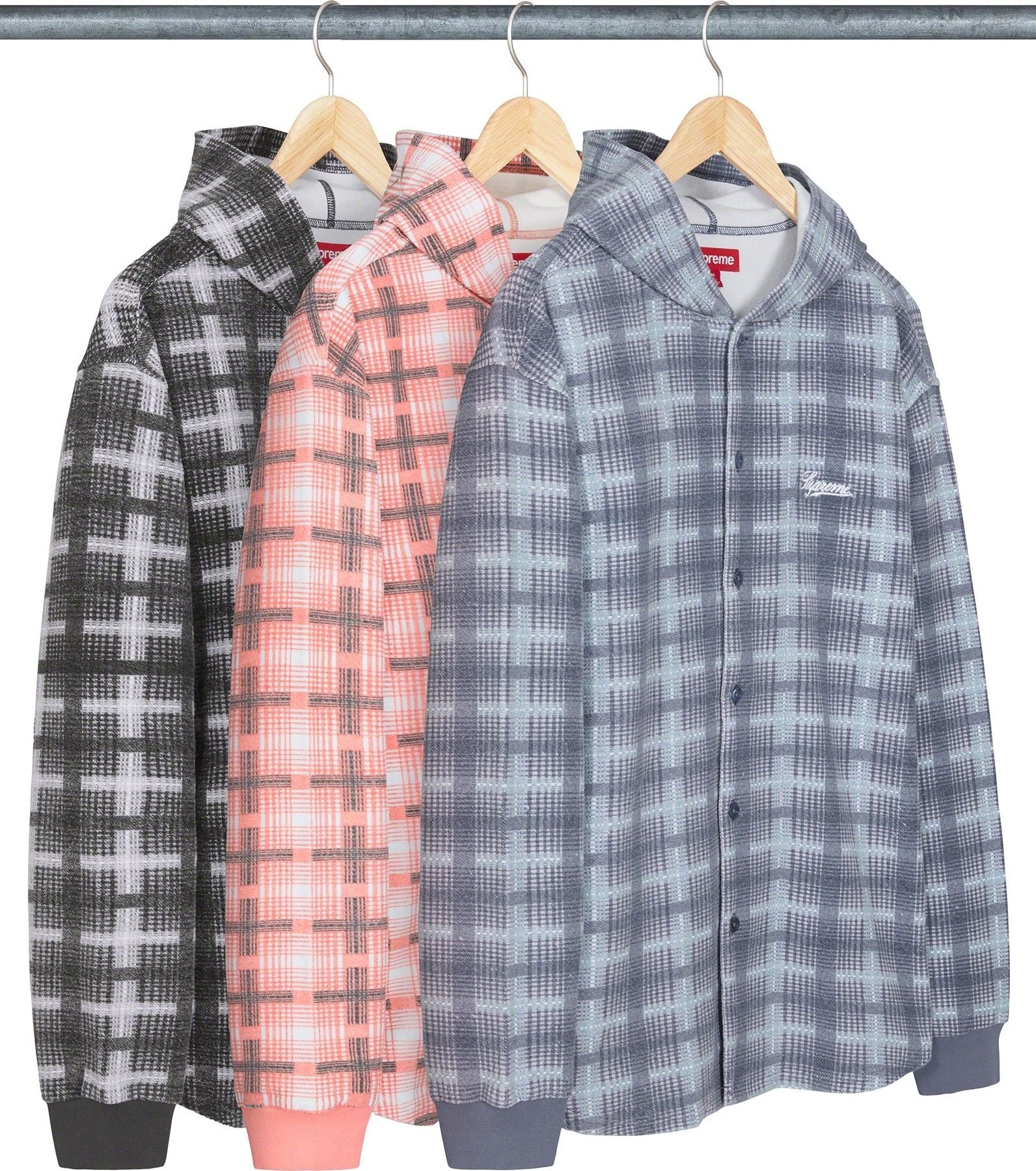 Hooded Plaid Knit Shirt